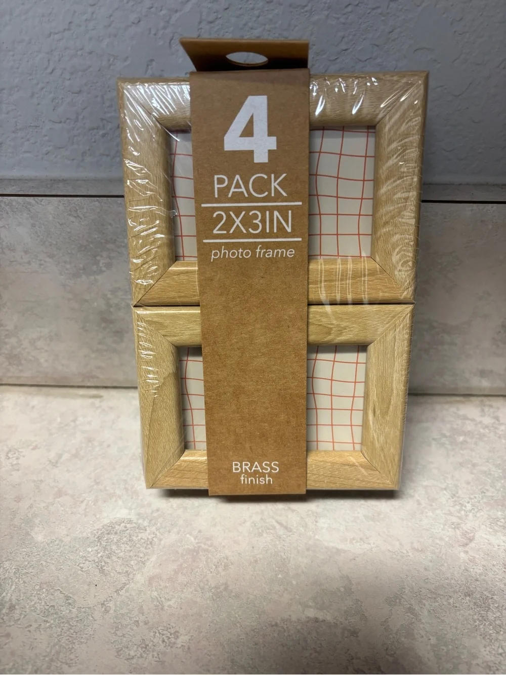 Harbortown Industries 12 PK 2x3 Mini Photo Frames Natural Brass Wood Finish NEW